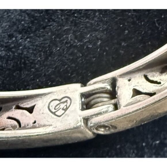 Brighton Silver Plated Filigree Oval Hinged Bangle with Crystal Accents - Picture 2 of 6